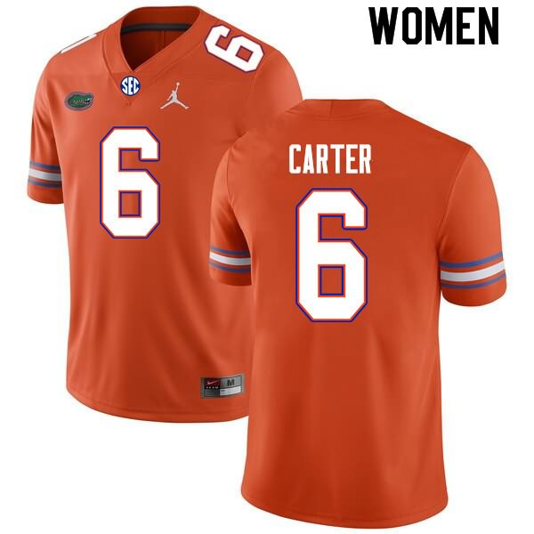 NCAA Florida Gators Zachary Carter Women's #6 Nike Orange Stitched Authentic College Football Jersey XYA2264DZ